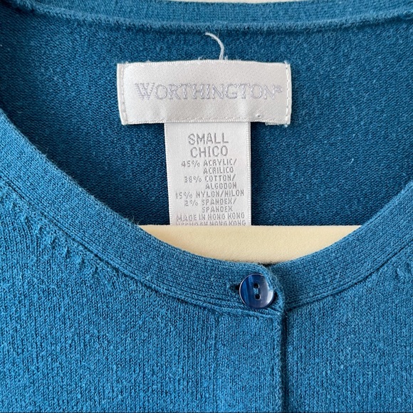 Worthington Blue Button Up Cardigan Size Small - Picture 4 of 12